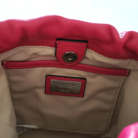 RALPH LAUREN Emmy Medium Nappa Leather Pink Bucket Crossbody - Picture 8 of 16